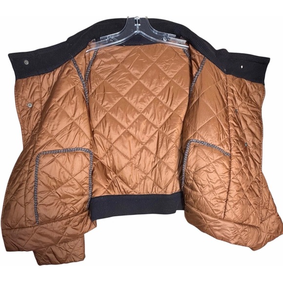 Alembika Medium Quilted Asymmetrical Snap Jacket Copper Brown Short Boxy Israel - Picture 5 of 15